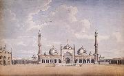 unknow artist View across the Courtyard of  the Jama Masjid in Delhi Sweden oil painting artist